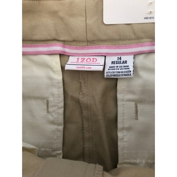 Izod Approved School Wear Girls Sizes 14R Bermuda Shorts Khaki Regular Fit - Picture 4 of 5